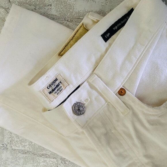 Citizens Of Humanity Liya High Rise Classic Fit Distressed White Denim Jeans 24 - Picture 2 of 13